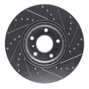 Infiniti G25 Brake Rotor (1) - Front Left - R1 Concepts - Drilled & Slotted - Silver - `03-`23